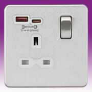 Screwless Flatplate - Brushed Chrome Sockets with USB product image 3