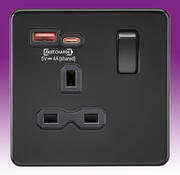 Screwless Flatplate - Switched Sockets - Fast charging - Matt Black product image 3