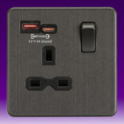 Knightsbridge - Screwless Flatplate - Sockets with USB FastCharge - Smoked Bronze product image 3