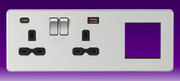 Knightsbridge - 13A 2G DP Sw Skt + Modular Combination Plate - c/w A+C USB Fastcharge - B/Chrome Blk product image