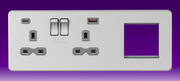 Knightsbridge - 13A 2G DP Sw Skt + Modular Combination Plate - c/w A+C USB Fastcharge -B/Chrome Grey product image