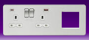 Knightsbridge - 13A 2G DP Sw Skt + Modular Combination Plate - c/w A+C USB Fastcharge-B/Chrome White product image