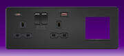 Knightsbridge - 13 Amp 2 Gang DP Switched Socket + Modular Combination Plate - c/w A+C USB - Matt Bl product image