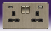 Screwless Flatplate - Sockets with USB - Antique Brass product image