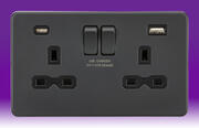Knightsbridge - Screwless Flatplate - Sockets with USB - Anthracite product image 3
