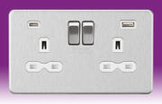 Screwless Flatplate - Brushed Chrome Sockets with USB product image 3
