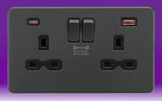Knightsbridge - Screwless Flatplate - Sockets with USB FastCharge - Anthracite product image