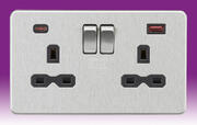 Flatplate - Brushed Chrome Sockets with USB product image