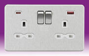 Screwless Flatplate - Brushed Chrome Sockets with USB product image