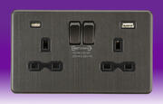 Knightsbridge - Screwless Flatplate - Sockets with USB FastCharge - Smoked Bronze product image