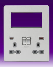 Knightsbridge - 13A 2G DP Sw Skt + Modular Combination Plate - c/w A+C USB Fastcharge -B/Chrome Grey product image 3