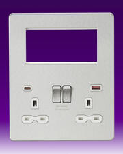 Knightsbridge - 13A 2G DP Sw Skt + Modular Combination Plate - c/w A+C USB Fastcharge-B/Chrome White product image 3