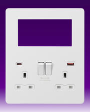 Knightsbridge - 13A 2G DP Sw Skt + Modular Combination Plate - c/w A+C USB Fastcharge - Matt White product image 3