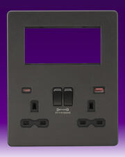Knightsbridge - 13A 2G DP Sw Skt + Modular Combination Plate - c/w A+C USB Fastcharge - Smoked Brz product image 3