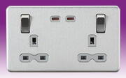 Screwless Flatplate - Brushed Chrome Sockets with USB product image 2