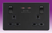 Screwless Flatplate - Switched Sockets - Fast charging - Matt Black product image 2
