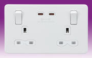 Screwless Flatplate - Matt White Sockets with FASTCHARGE USB A+C product image 2