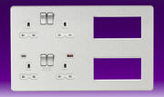 Knightsbridge - 13A 2G DP Sw Skt + Modular Combination Plate - c/w A+C USB Fastcharge-B/Chrome White product image 4