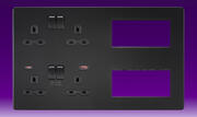 Knightsbridge - 13 Amp 2 Gang DP Switched Socket + Modular Combination Plate - c/w A+C USB - Matt Bl product image 4