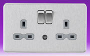 Knightsbridge - 13 Amp 2 Gang DP Switched Socket + Night Light - Brushed Chrome product image
