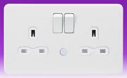 Knightsbridge - 13 Amp 2 Gang DP Switched Socket + Night Light - Matt White product image