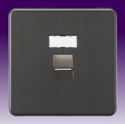 Knightsbridge - Screwless Flatplate - Telephone & RJ45 Outlets - Smoked Bronze product image 4