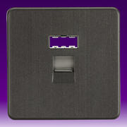 Knightsbridge - Screwless Flatplate - Telephone & RJ45 Outlets - Smoked Bronze product image 3