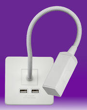 Knightsbridge - Flexi Reading Light with Dual USB Charger - Screwless - Matt White product image