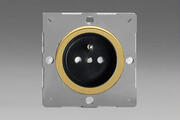 European 16 Amp Socket VariGrid Pin Earth or Schuko Earth - Brushed Brass product image