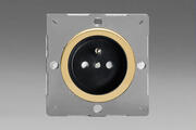 European Socket VariGrid Pin Earth or Schuko Earth - Polished Brass product image