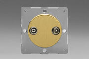 European 2 Gang Radio/TV VariGrid Termination Socket - Brushed Brass product image