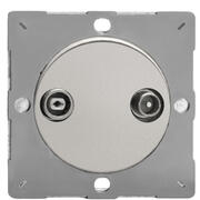 European 2 Gang Radio/TV VariGrid Termination Socket - Satin product image