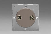 European 2 Gang Radio/TV VariGrid Termination Socket - Pewter product image