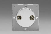 European 2 Gang Radio/TV VariGrid Termination Socket - Brushed Steel product image