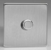 European 2 Way Push On/Off Rotary LED Dimmer - Brushed Steel product image