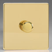 European 2 Way Push On/Off Rotary LED Dimmer - Polished Brass product image