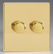 European 2 Way Push On/Off Rotary LED Dimmer - Polished Brass product image 2