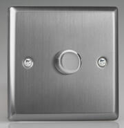 Varilight - Brushed Stainless Steel - 1 Gang 120w 2 Way V-PRO Silent Trailing Edge LED Dimmers product image