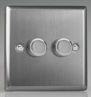 Varilight - Brushed Stainless Steel - 1 Gang 120w 2 Way V-PRO Silent Trailing Edge LED Dimmers product image 2
