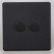 European 2 Way Push On/Off Rotary LED Dimmer - Matt Black product image