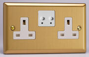 Varilight - 13 Amp 2 Gang Twin WiFi Switched Socket - Classic Brushed Brass/White product image