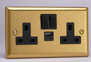 Varilight - 13A 2 Gang Switched Socket with USB A & C - Classic Brushed Brass product image