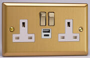 Varilight - 13A 2 Gang Switched Socket with USB A & C - Classic Brushed Brass product image 4
