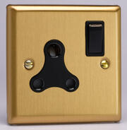 Varilight - Round 3 Pin Socket - Classic Brushed Brass - Black product image 3