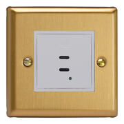 Varilight - 13A 2 Gang Switched Socket with USB- Classic Brushed Brass product image 5