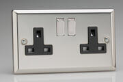 Mirror Chrome - Switched Sockets with Chrome/Black Inserts product image