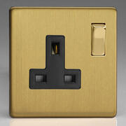 Varilight - Brushed Brass - Screwless - Black - Sockets product image 2