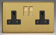 Varilight - Brushed Brass - Screwless - Black - Sockets product image