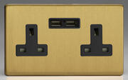 Varilight - Brushed Brass - Black - Screwless - USB Sockets product image 3