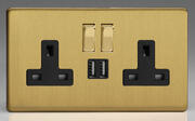 Varilight - Brushed Brass - Black - Screwless - USB Sockets product image 2